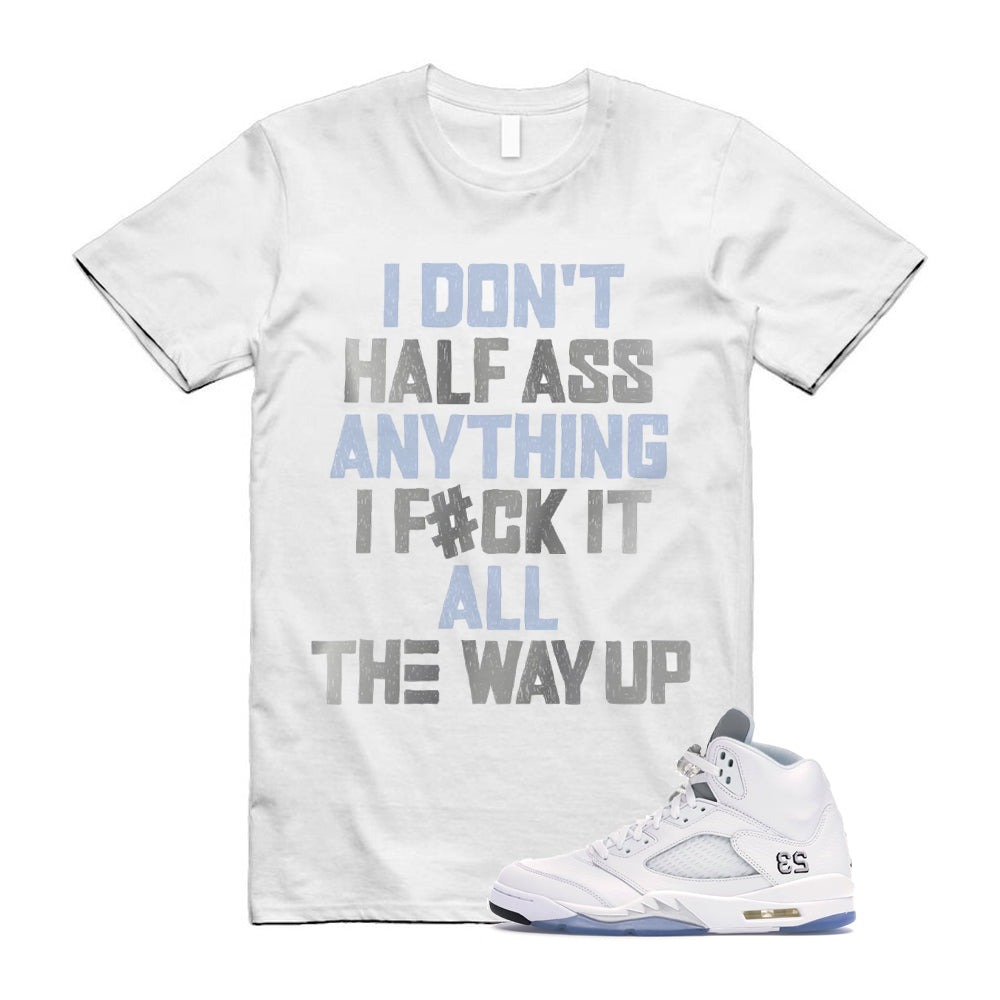 Jordan 5 Retro White Metallic Silver Black 2026 Shirt To Match Half T-Shirt, Match Sneaker Tee