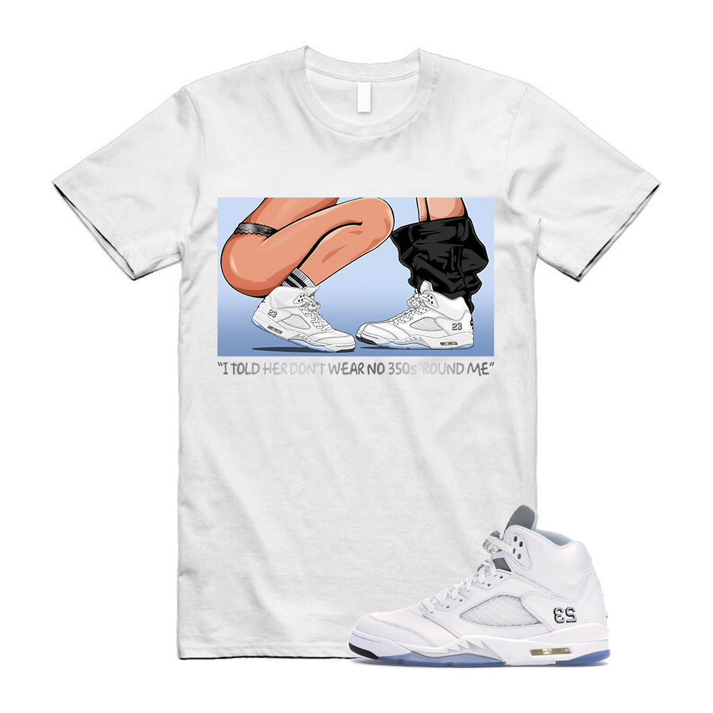 Jordan 5 Retro White Metallic Silver Black 2026 Shirt To Match No 350s T-Shirt, Match Sneaker Tee