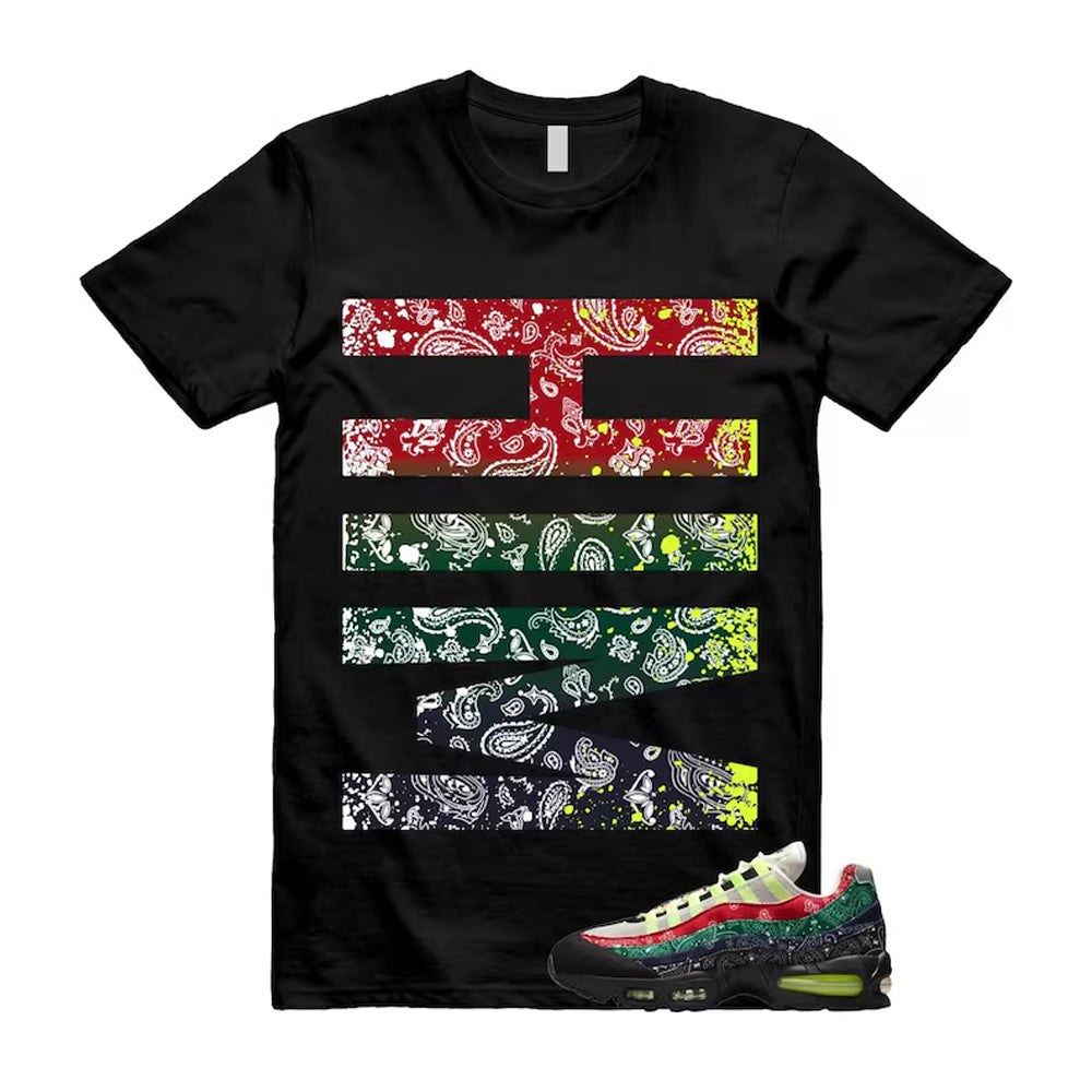Air Max 95 Paisley Bandana Big Bubble Neon Volt Red Green Black Navy Shirt To Match Him T-Shirt, Match Sneaker Tee
