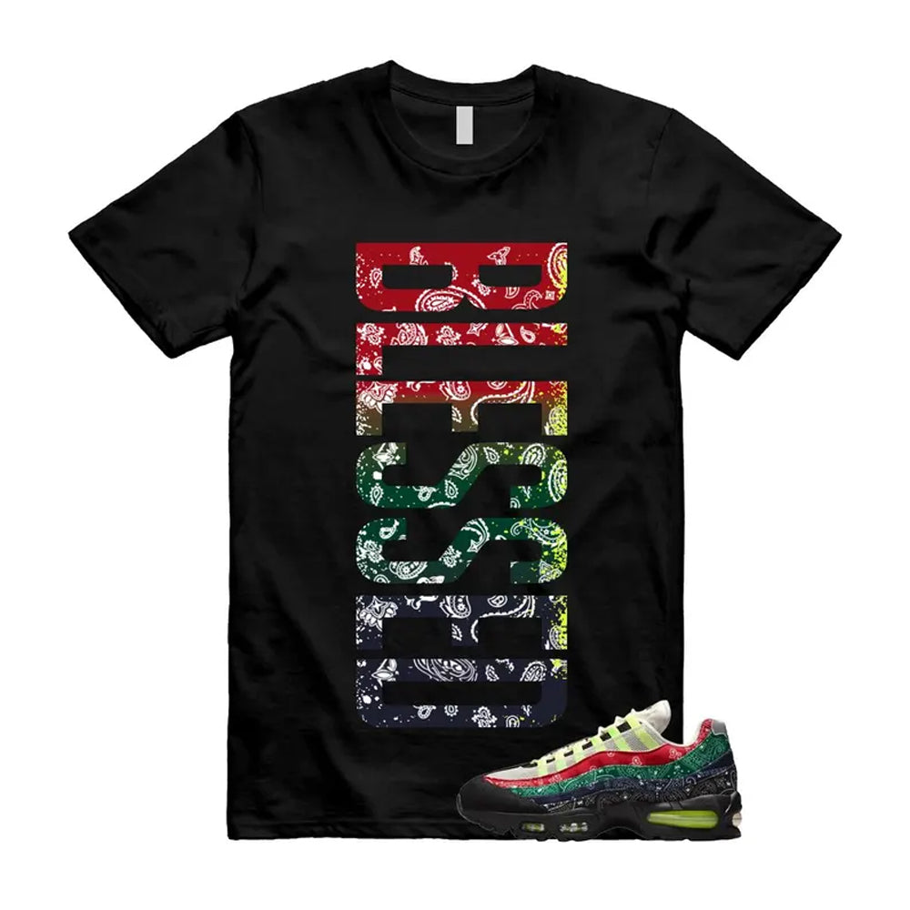 Air Max 95 Paisley Bandana Big Bubble Neon Volt Red Green Black Navy Shirt To Match Vertbls T-Shirt, Match Sneaker Tee