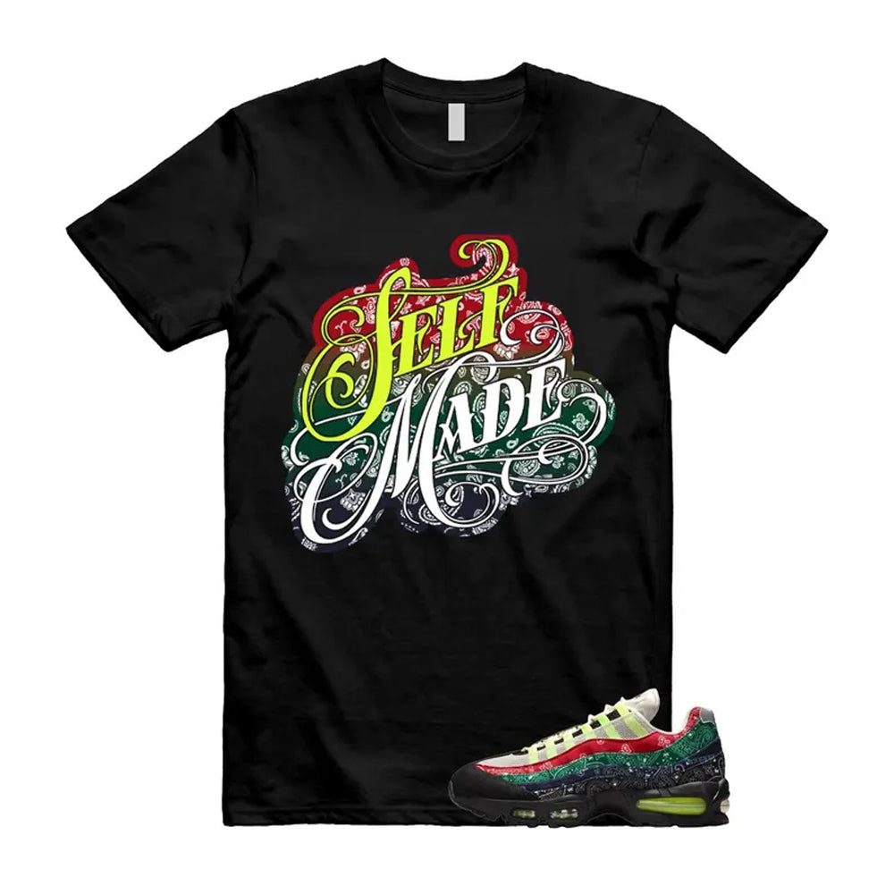 Air Max 95 Paisley Bandana Big Bubble Neon Volt Red Green Black Navy Shirt To Match Self T-Shirt, Match Sneaker Tee