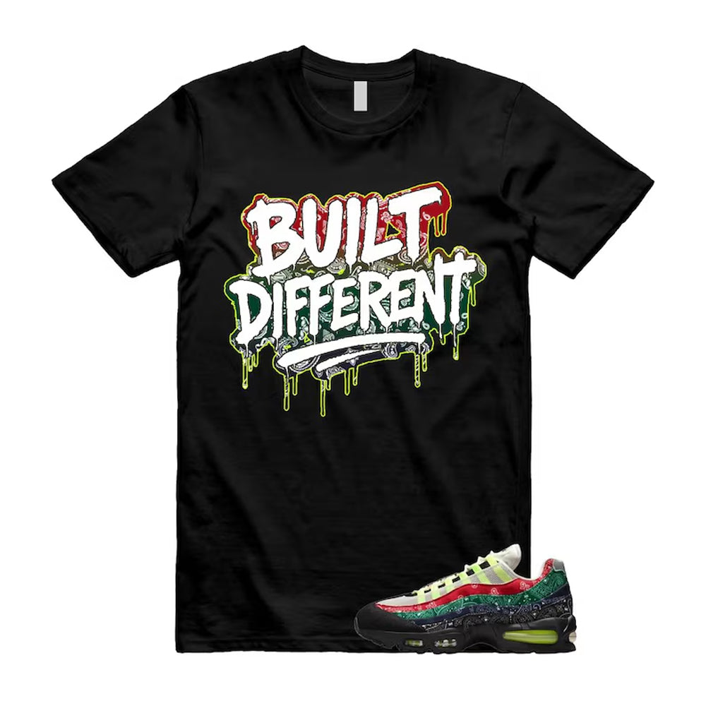 Air Max 95 Paisley Bandana Big Bubble Neon Volt Red Green Black Navy Shirt To Match Built Different T-Shirt, Match Sneaker Tee