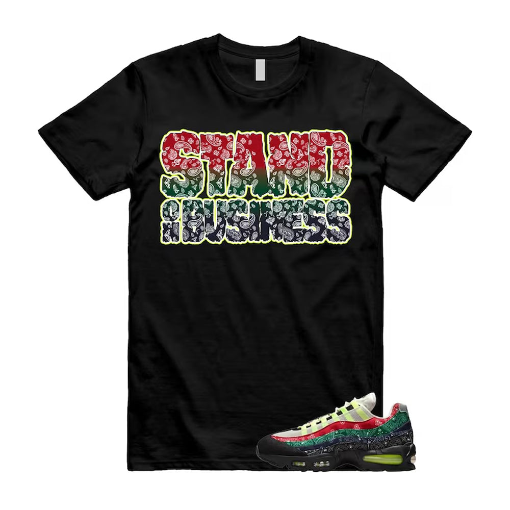 Air Max 95 Paisley Bandana Big Bubble Neon Volt Red Green Black Navy Shirt To Match Stand On Business T-Shirt, Match Sneaker Tee