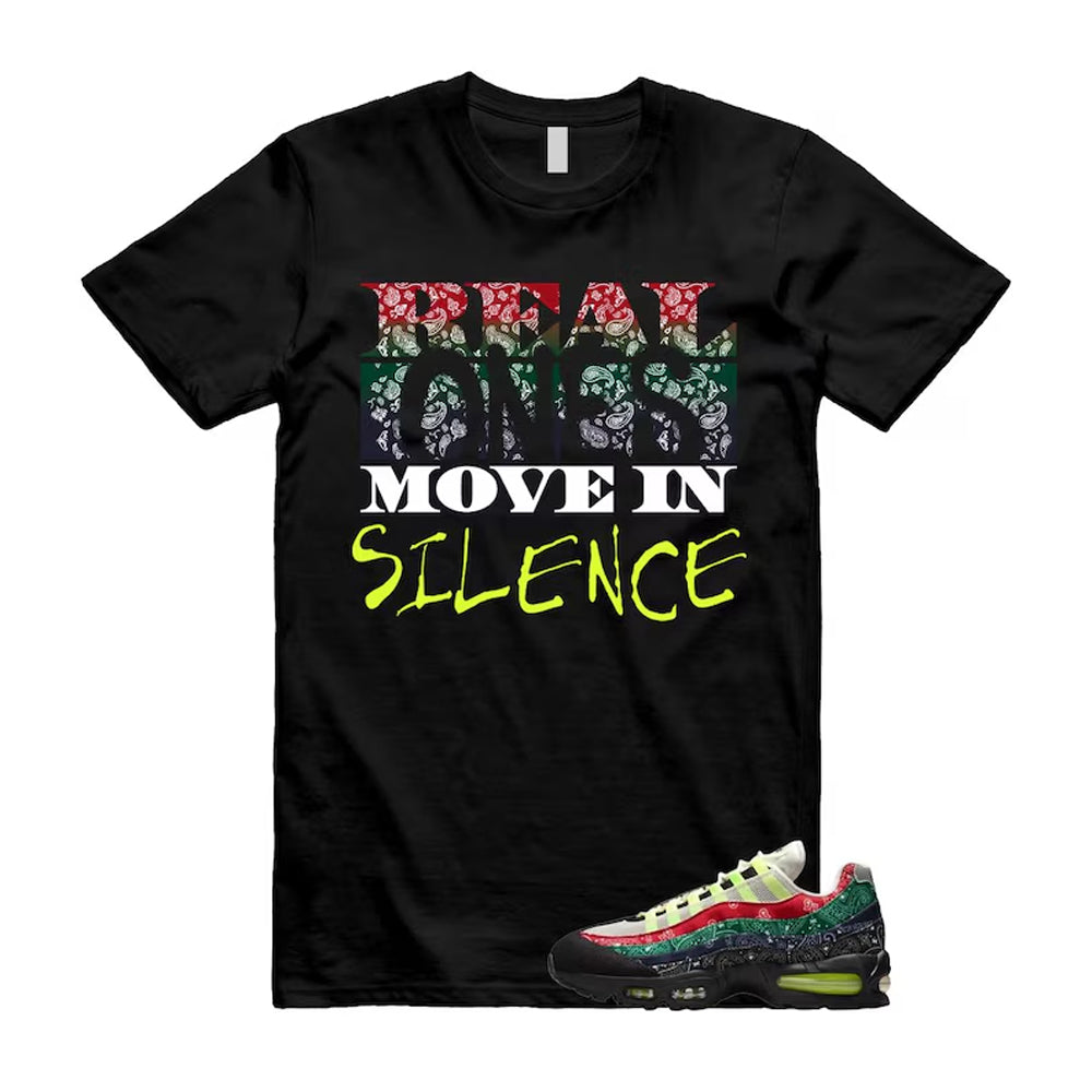 Air Max 95 Paisley Bandana Big Bubble Neon Volt Red Green Black Navy Shirt To Match Real T-Shirt, Match Sneaker Tee