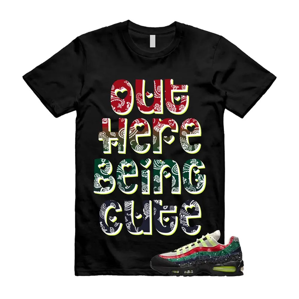 Air Max 95 Paisley Bandana Big Bubble Neon Volt Red Green Black Navy Shirt To Match Out Here Being Cute T-Shirt, Match Sneaker Tee