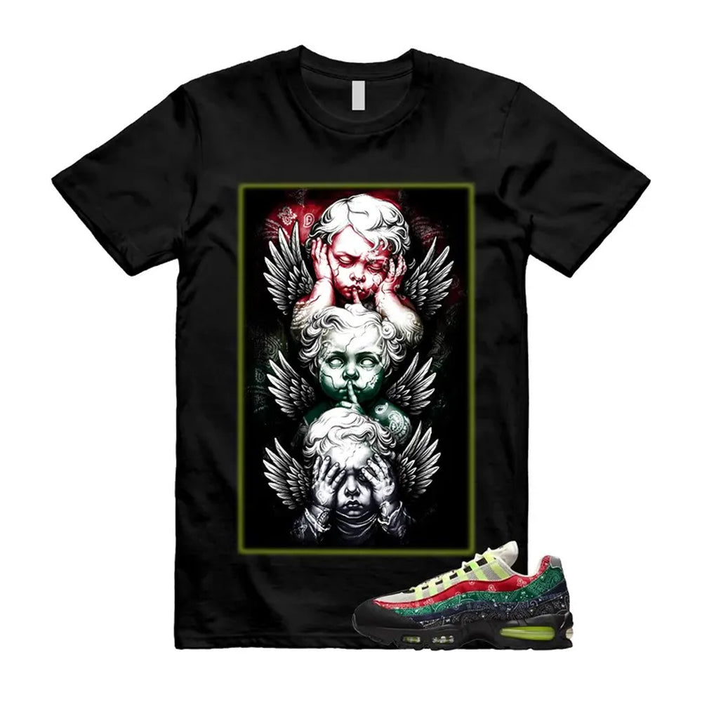 Air Max 95 Paisley Bandana Big Bubble Neon Volt Red Green Black Navy Shirt To Match No Evil T-Shirt, Match Sneaker Tee