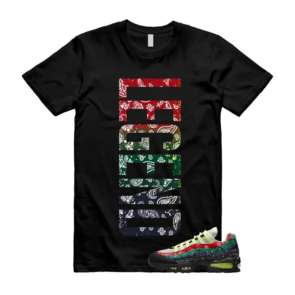 Air Max 95 Paisley Bandana Big Bubble Neon Volt Red Green Black Navy Shirt To Match Legend T-Shirt, Match Sneaker Tee