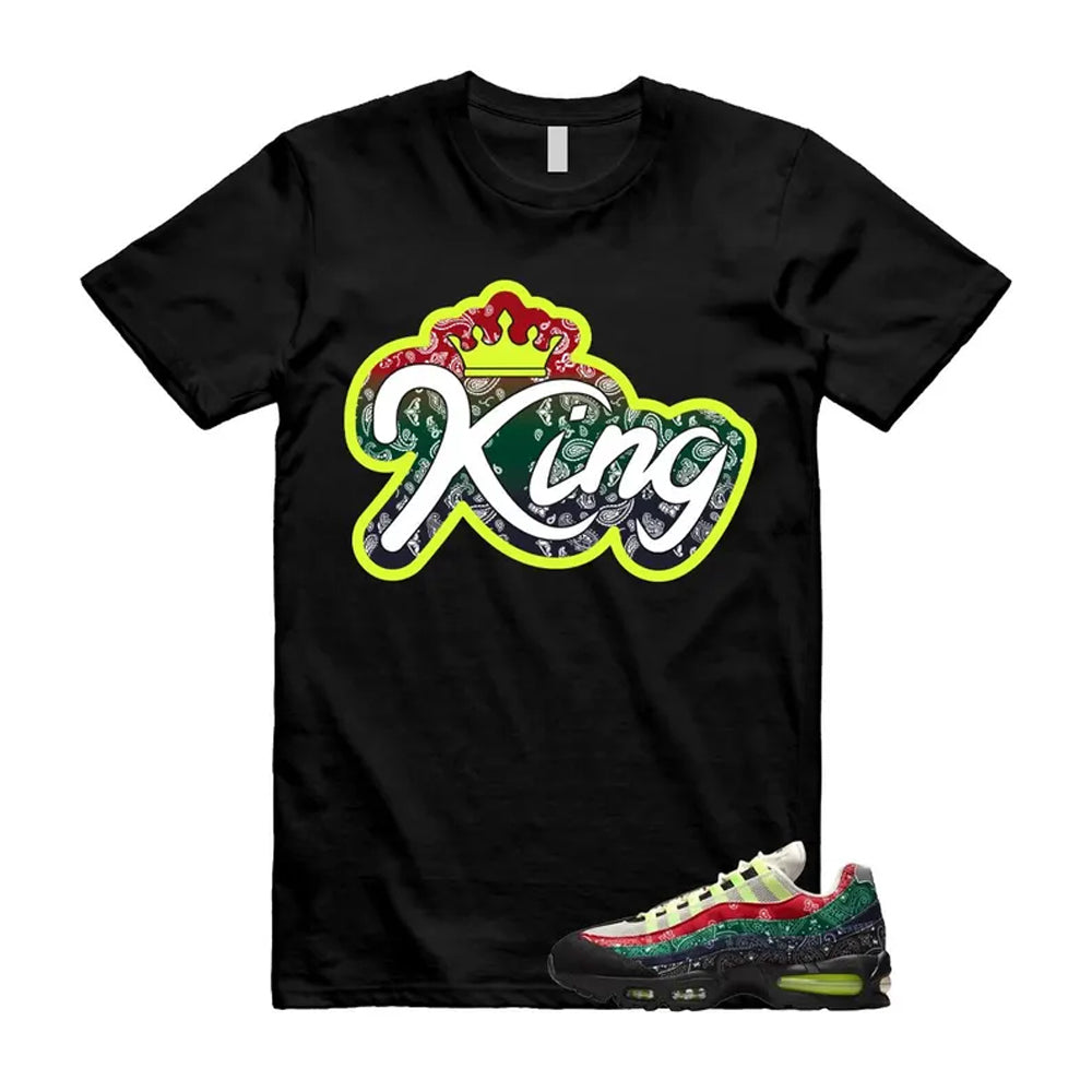 Air Max 95 Paisley Bandana Big Bubble Neon Volt Red Green Black Navy Shirt To Match King T-Shirt, Match Sneaker Tee