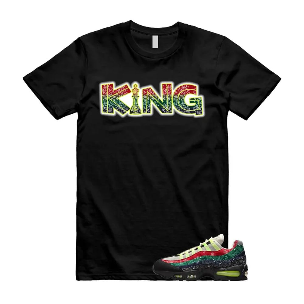 Air Max 95 Paisley Bandana Big Bubble Neon Volt Red Green Black Navy Shirt To Match King T-Shirt, Match Sneaker Tee