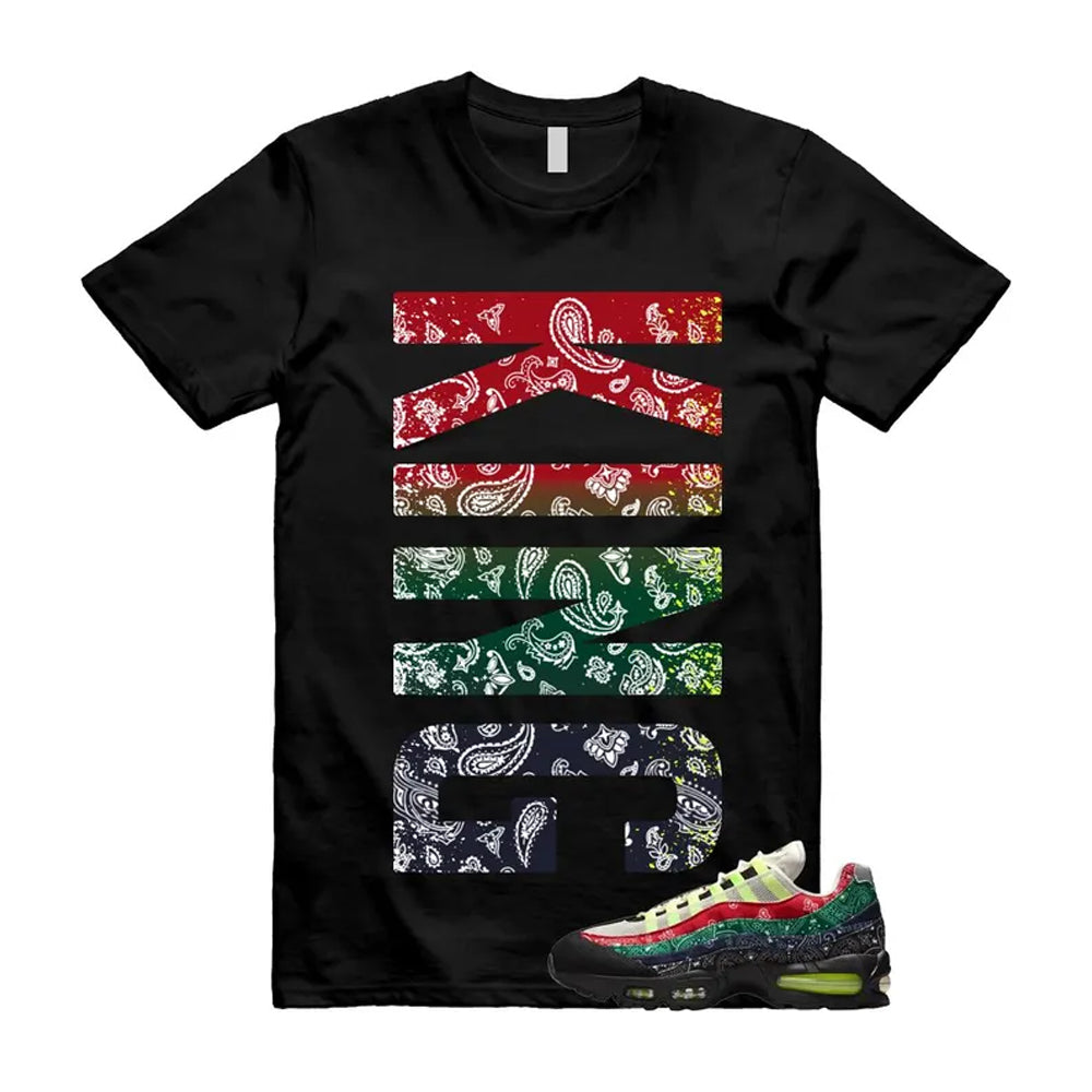 Air Max 95 Paisley Bandana Big Bubble Neon Volt Red Green Black Navy Shirt To Match King T-Shirt, Match Sneaker Tee