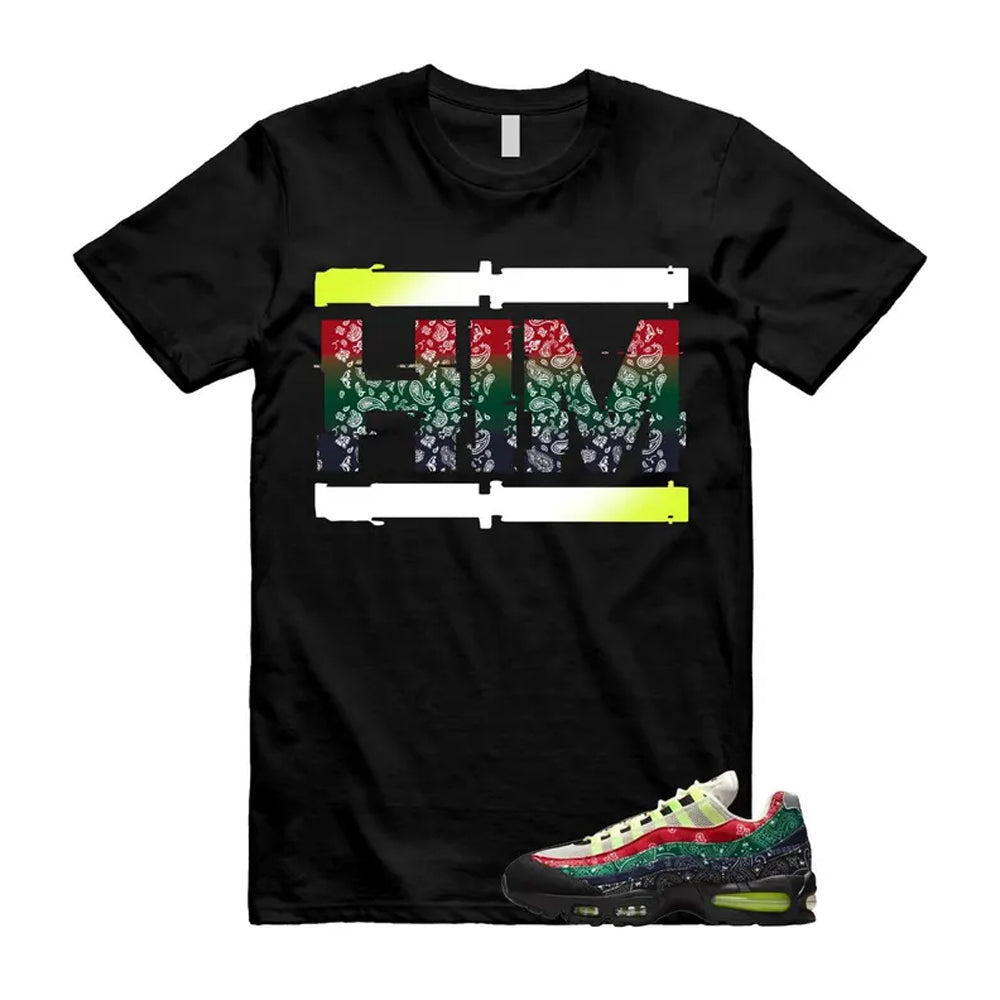 Air Max 95 Paisley Bandana Big Bubble Neon Volt Red Green Black Navy Shirt To Match Him T-Shirt, Match Sneaker Tee