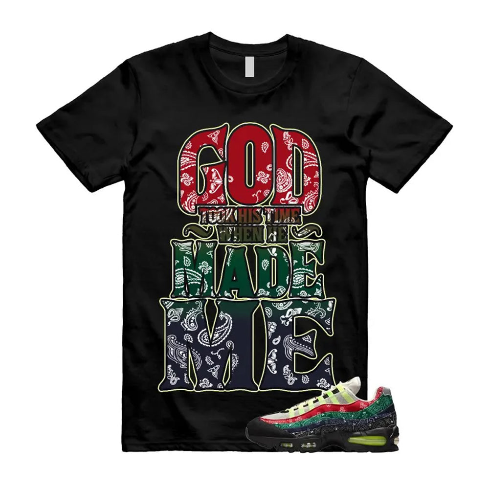 Air Max 95 Paisley Bandana Big Bubble Neon Volt Red Green Black Navy Shirt To Match God Took His Time T-Shirt, Match Sneaker Tee