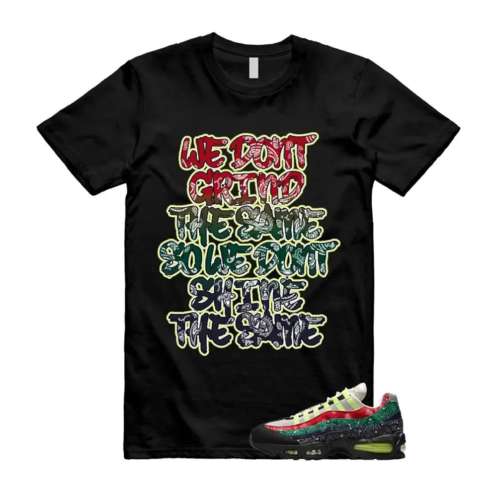 Air Max 95 Paisley Bandana Big Bubble Neon Volt Red Green Black Navy Shirt To Match Grind T-Shirt, Match Sneaker Tee
