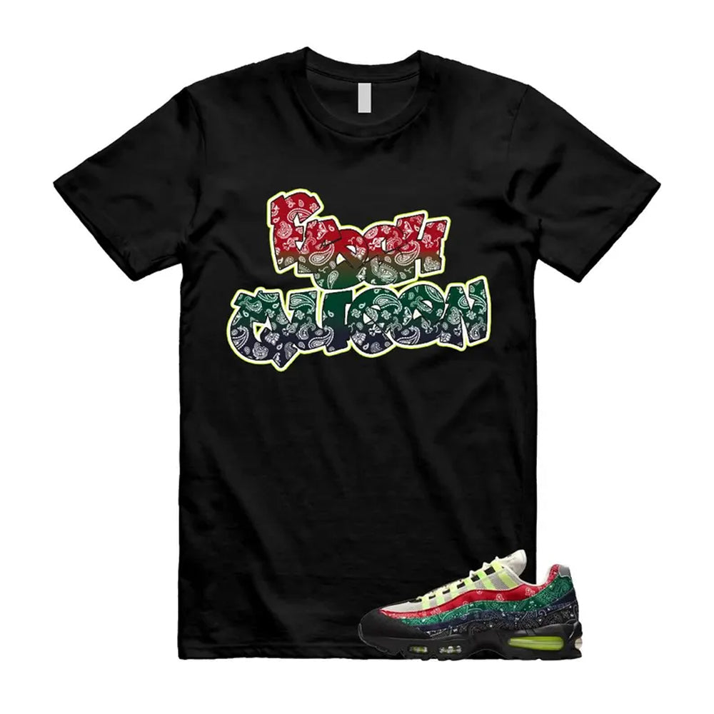 Air Max 95 Paisley Bandana Big Bubble Neon Volt Red Green Black Navy Shirt To Match Fresh Queen T-Shirt, Match Sneaker Tee