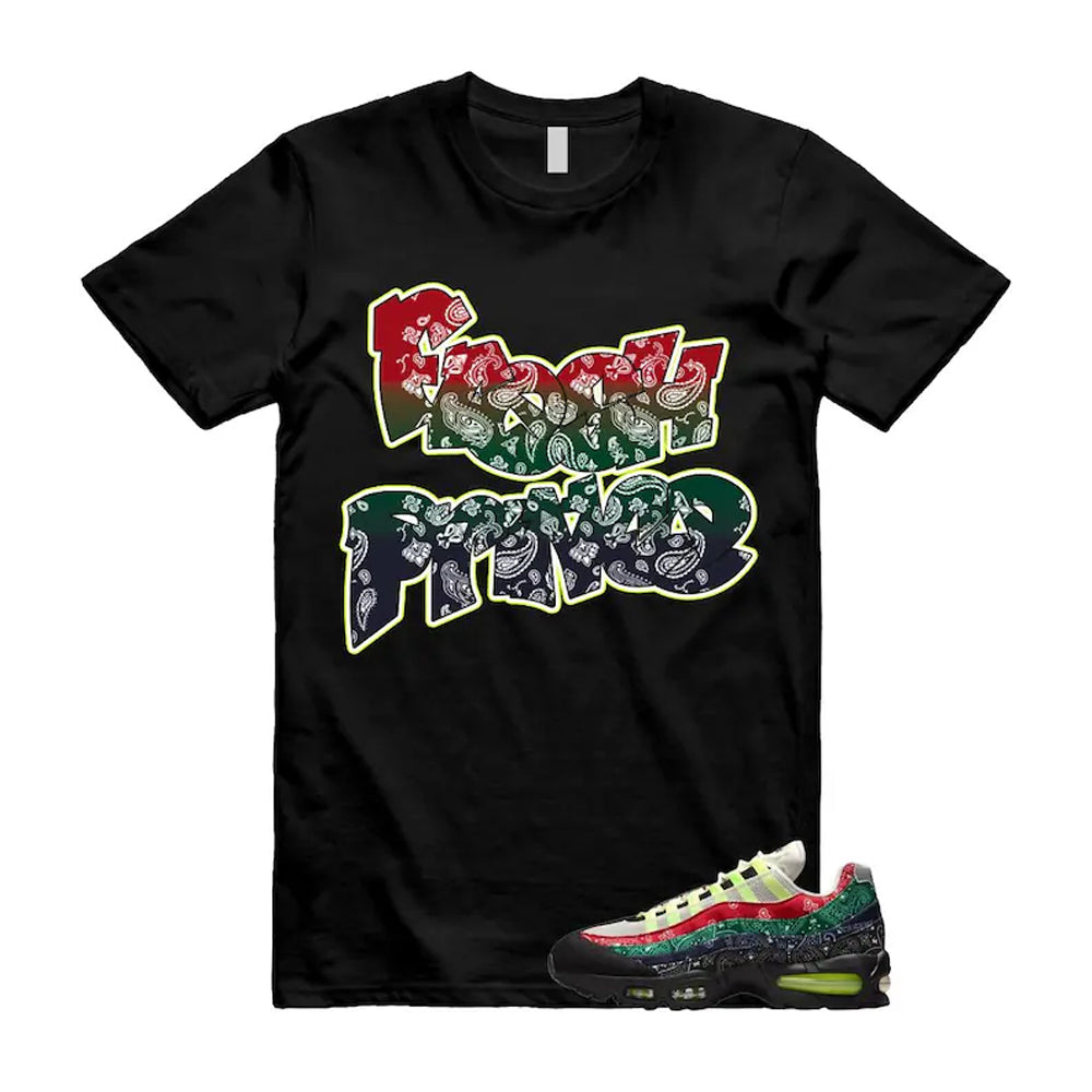 Air Max 95 Paisley Bandana Big Bubble Neon Volt Red Green Black Navy Shirt To Match Fresh Prince T-Shirt, Match Sneaker Tee
