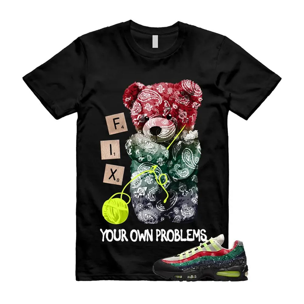 Air Max 95 Paisley Bandana Big Bubble Neon Volt Red Green Black Navy Shirt To Match Fix T-Shirt, Match Sneaker Tee