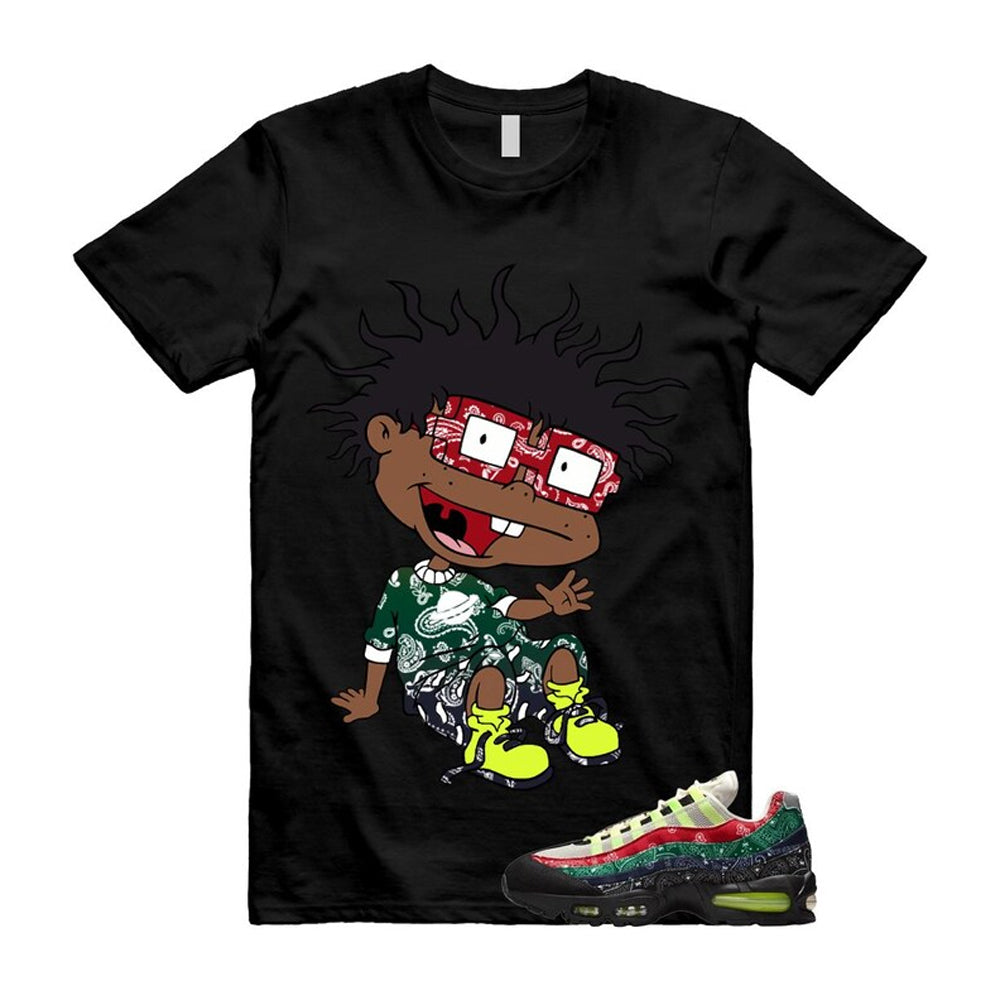 Air Max 95 Paisley Bandana Big Bubble Neon Volt Red Green Black Navy Shirt To Match Finster T-Shirt, Match Sneaker Tee