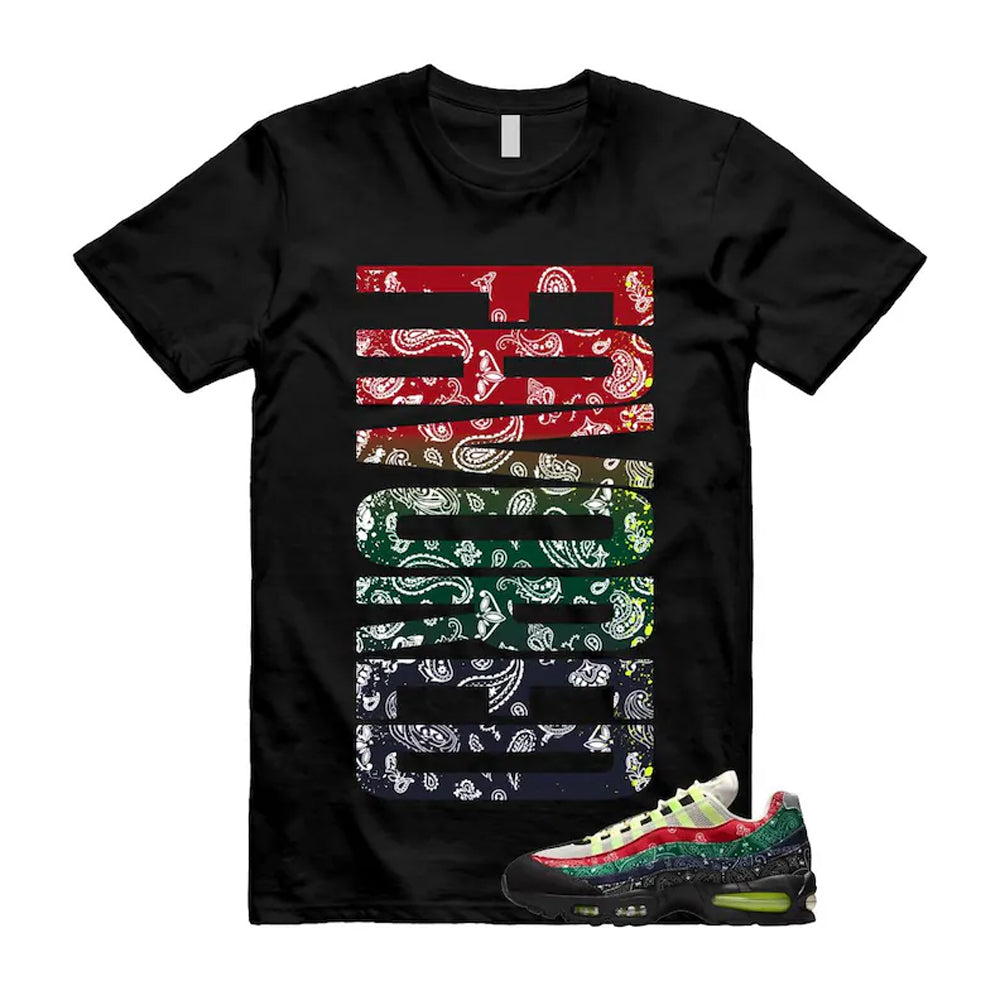 Air Max 95 Paisley Bandana Big Bubble Neon Volt Red Green Black Navy Shirt To Match Favored T-Shirt, Match Sneaker Tee