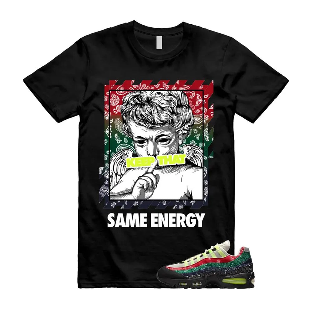 Air Max 95 Paisley Bandana Big Bubble Neon Volt Red Green Black Navy Shirt To Match Energy T-Shirt, Match Sneaker Tee