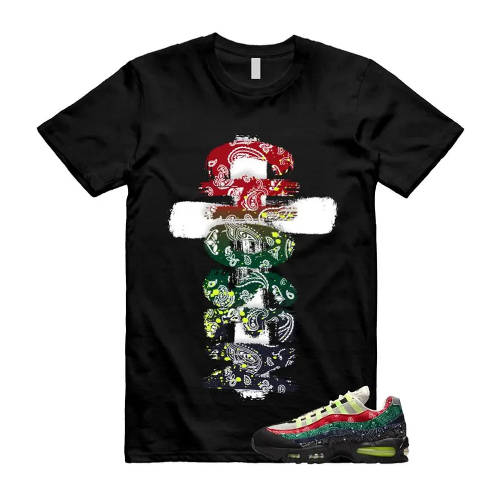 Air Max 95 Paisley Bandana Big Bubble Neon Volt Red Green Black Navy Shirt To Match Chosen T-Shirt, Match Sneaker Tee