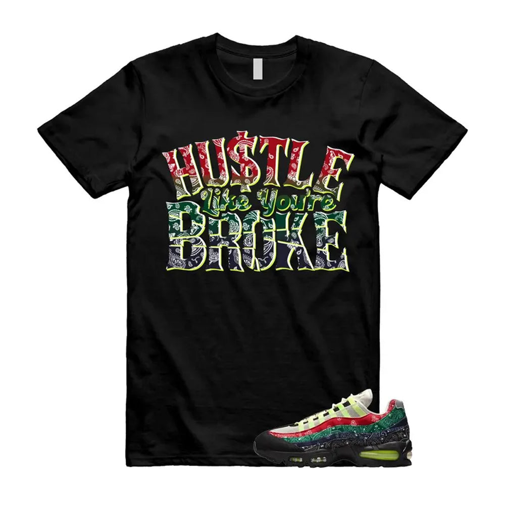 Air Max 95 Paisley Bandana Big Bubble Neon Volt Red Green Black Navy Shirt To Match Broke T-Shirt, Match Sneaker Tee