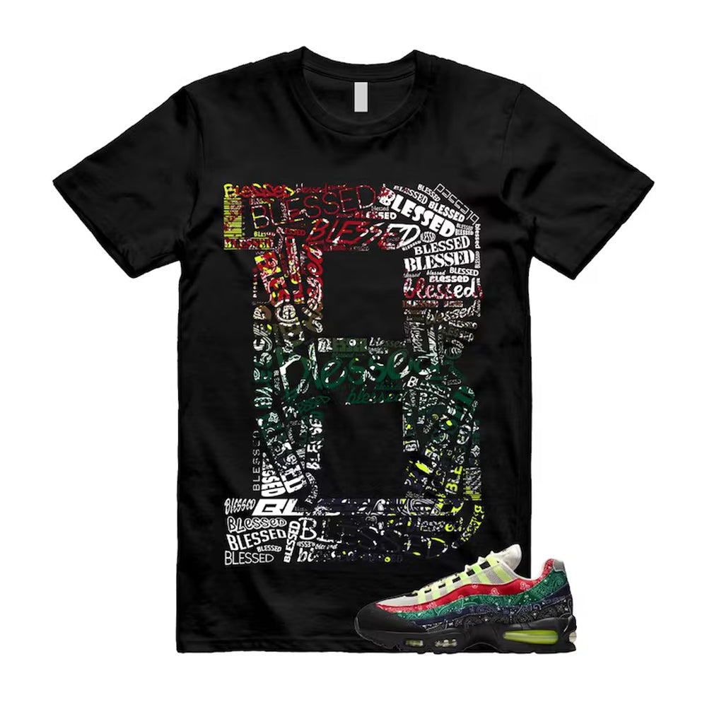 Air Max 95 Paisley Bandana Big Bubble Neon Volt Red Green Black Navy Shirt To Match B Blessed T-Shirt, Match Sneaker Tee
