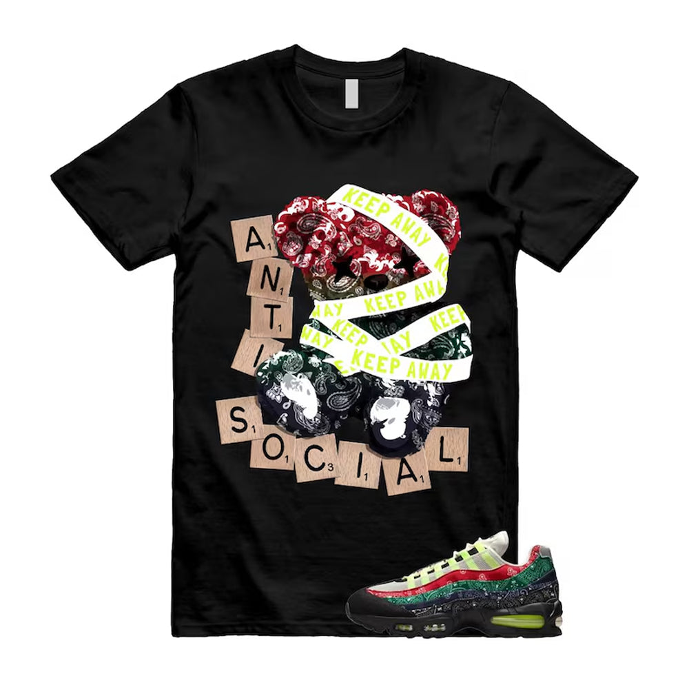 Air Max 95 Paisley Bandana Big Bubble Neon Volt Red Green Black Navy Shirt To Match Anti Social T-Shirt, Match Sneaker Tee