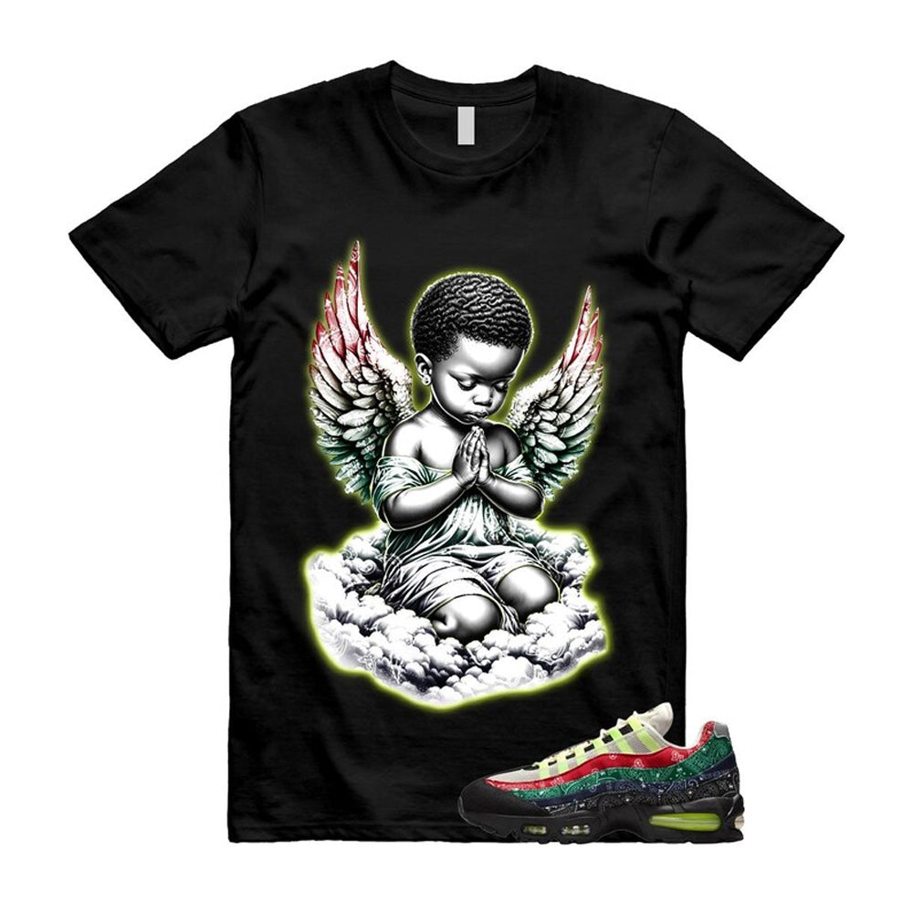 Air Max 95 Paisley Bandana Big Bubble Neon Volt Red Green Black Navy Shirt To Match Angel T-Shirt, Match Sneaker Tee