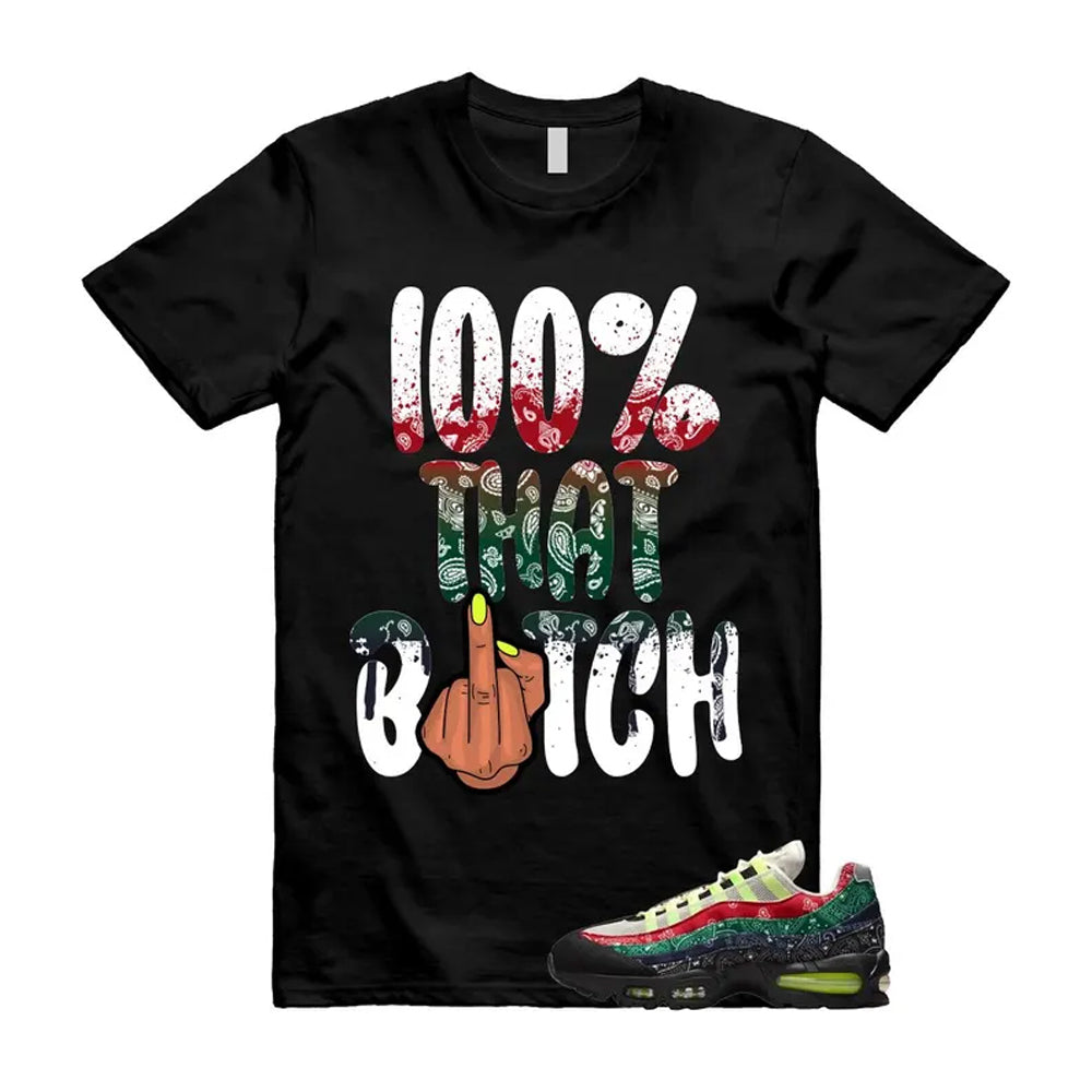 Air Max 95 Paisley Bandana Big Bubble Neon Volt Red Green Black Navy Shirt To Match 100 T-Shirt, Match Sneaker Tee