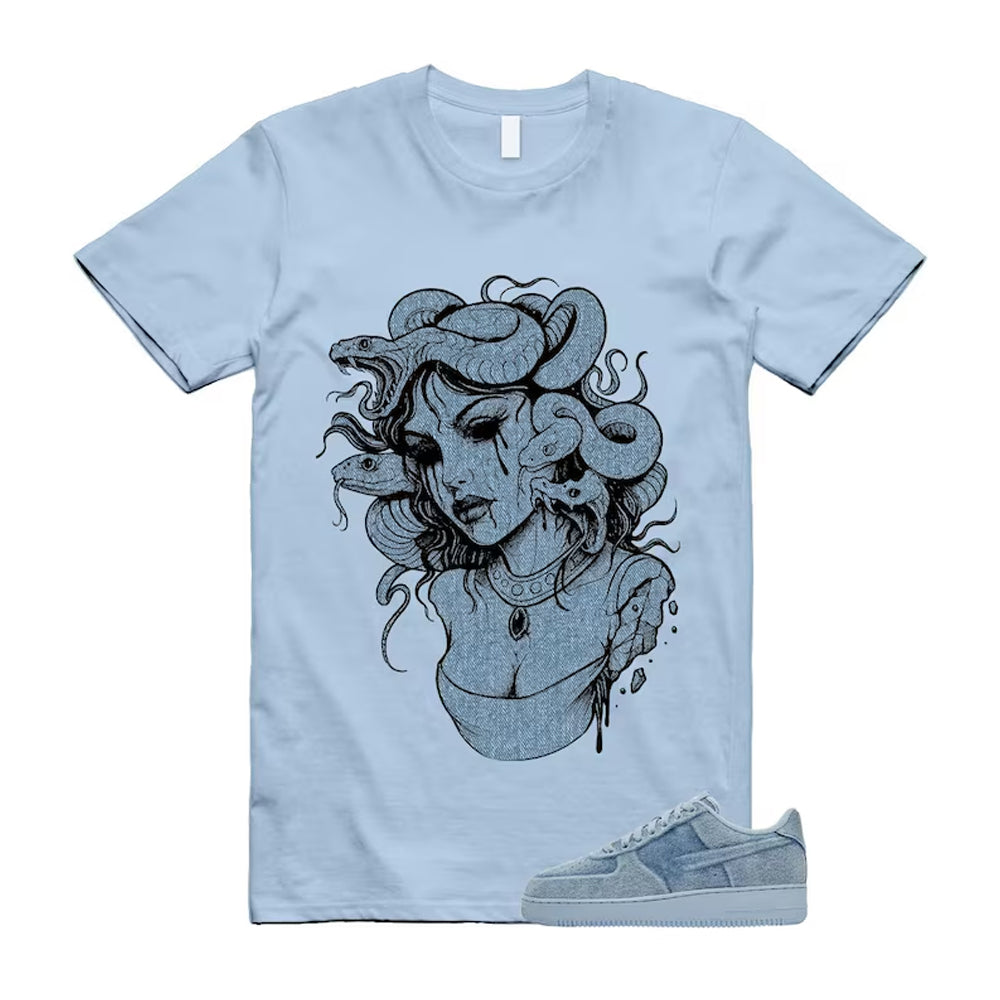 Air Force 1 Denim Light Armory Blue Shirt To Match Snakes T-Shirt, Match Sneaker Tee