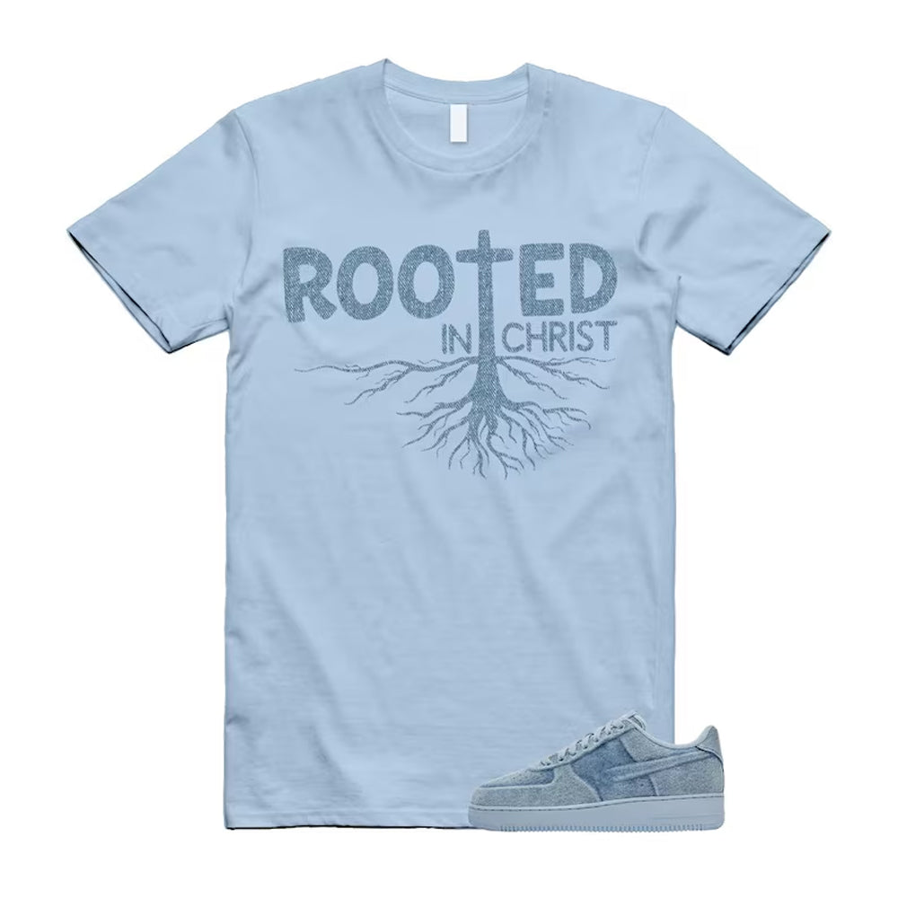 Air Force 1 Denim Light Armory Blue Shirt To Match Rooted T-Shirt, Match Sneaker Tee