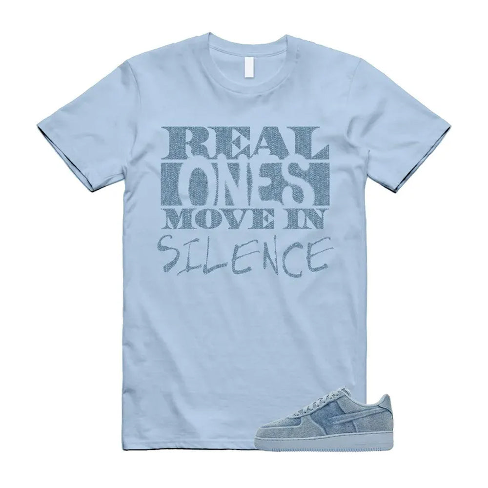Air Force 1 Denim Light Armory Blue Shirt To Match Real T-Shirt, Match Sneaker Tee