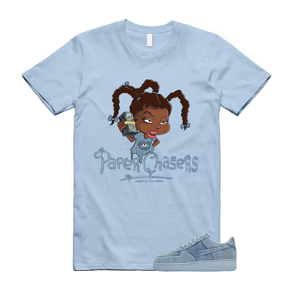 Air Force 1 Denim Light Armory Blue Shirt To Match Paper Chasers T-Shirt, Match Sneaker Tee