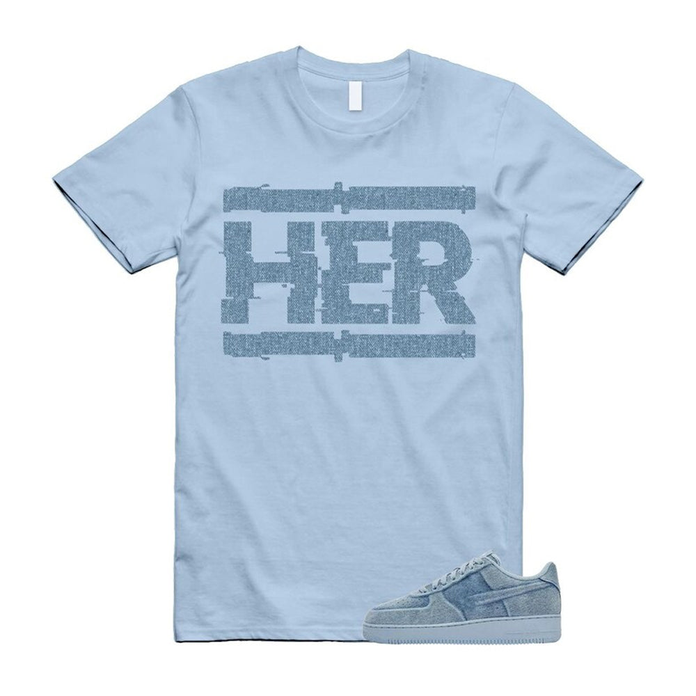 Air Force 1 Denim Light Armory Blue Shirt To Match Her T-Shirt, Match Sneaker Tee