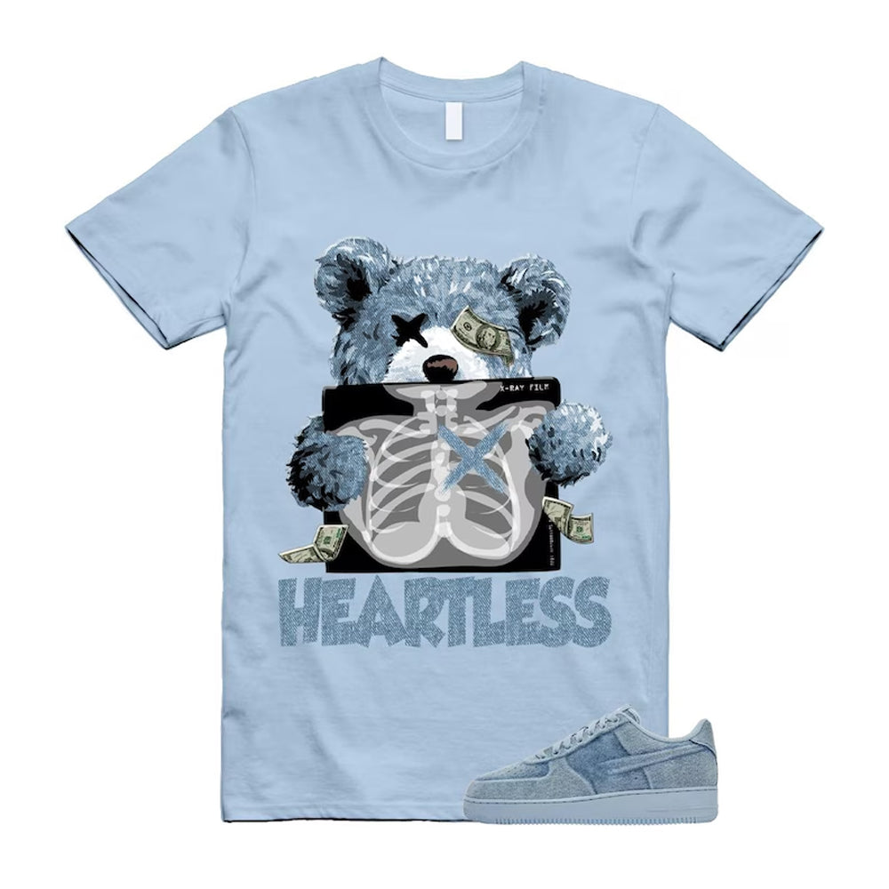 Air Force 1 Denim Light Armory Blue Shirt To Match Heartless T-Shirt, Match Sneaker Tee