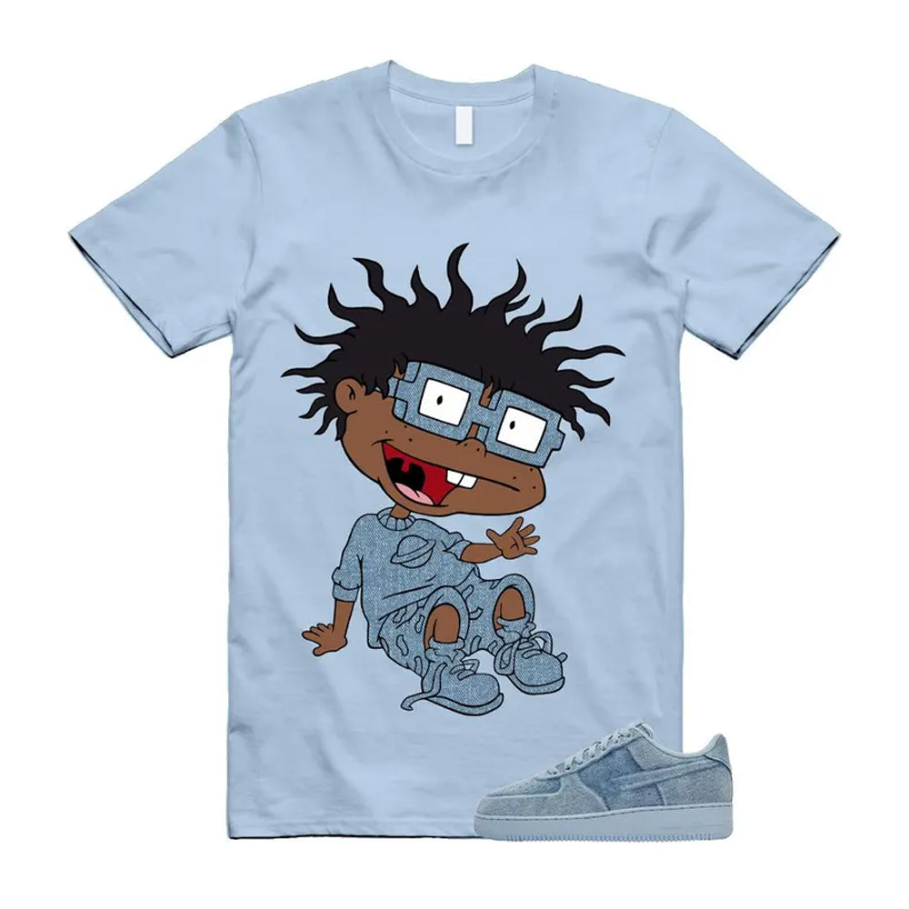 Air Force 1 Denim Light Armory Blue Shirt To Match Finster T-Shirt, Match Sneaker Tee
