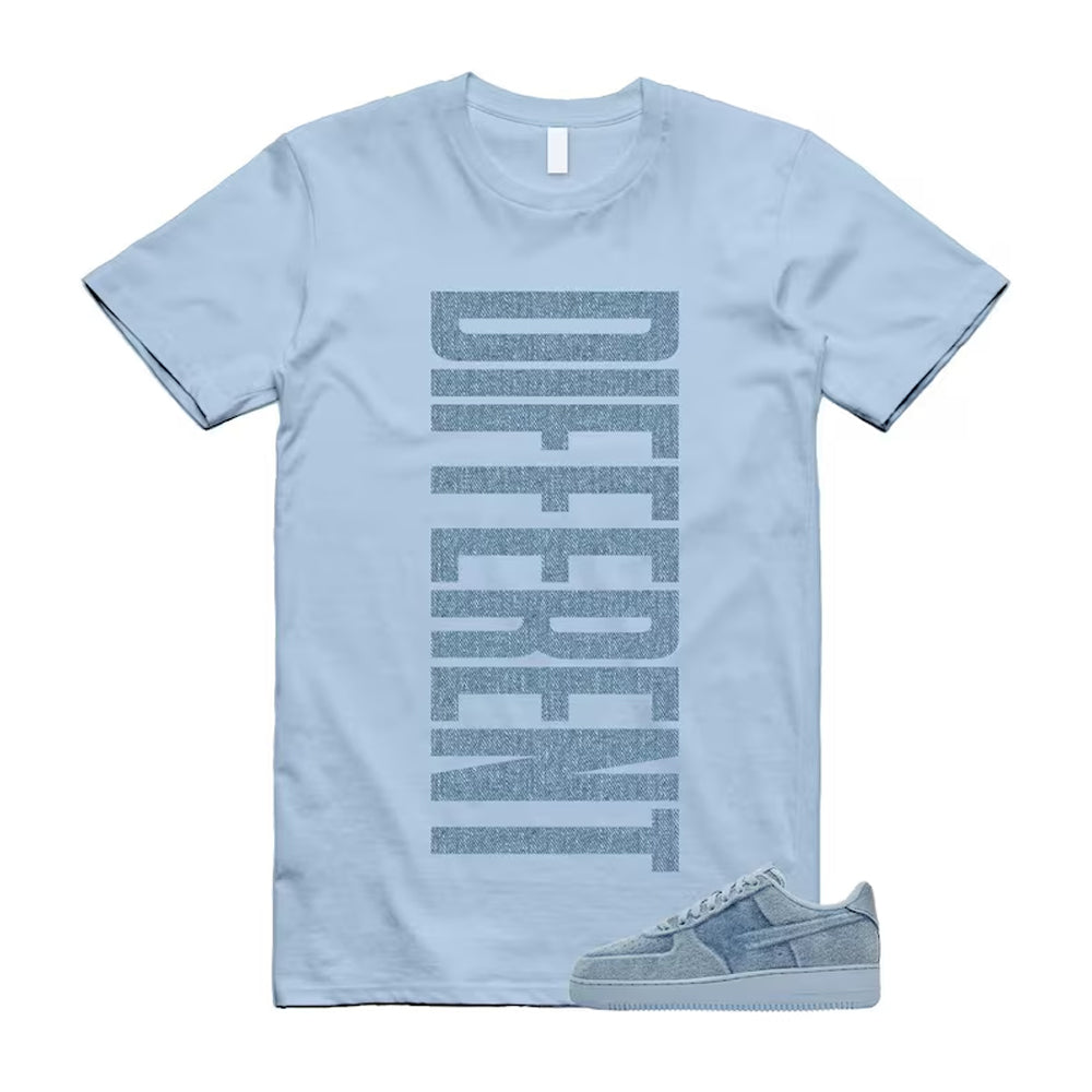 Air Force 1 Denim Light Armory Blue Shirt To Match Different T-Shirt, Match Sneaker Tee