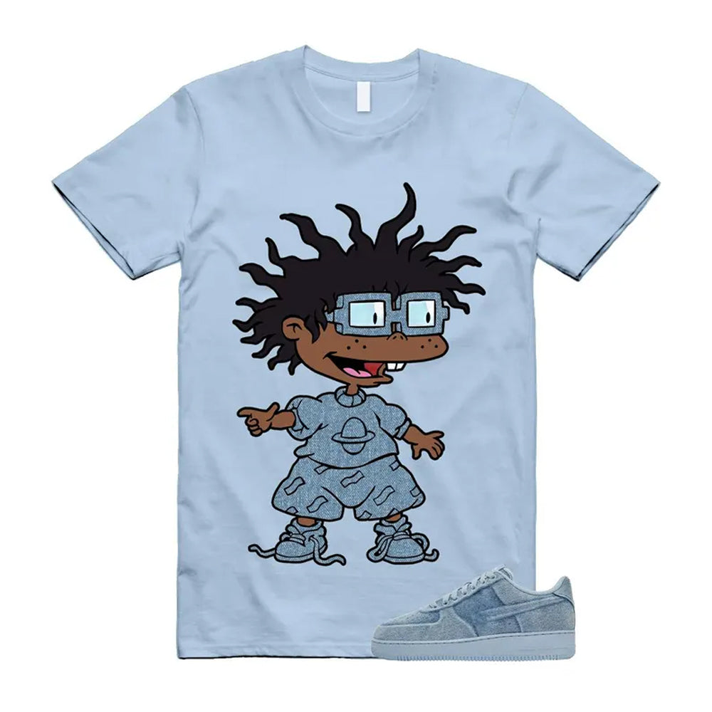 Air Force 1 Denim Light Armory Blue Shirt To Match Chuckie T-Shirt, Match Sneaker Tee