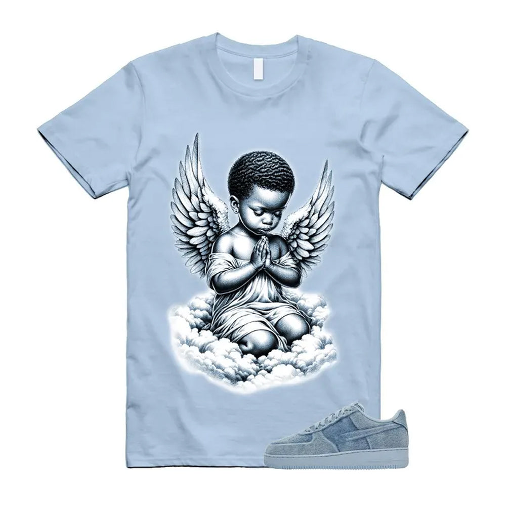 Air Force 1 Denim Light Armory Blue Shirt To Match Angel T-Shirt, Match Sneaker Tee