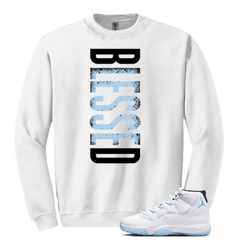 Air Jordan 11 Retro Legend Blue Sweatshirt to Match Blessed Black CT8012-104 Match Sneaker Tee