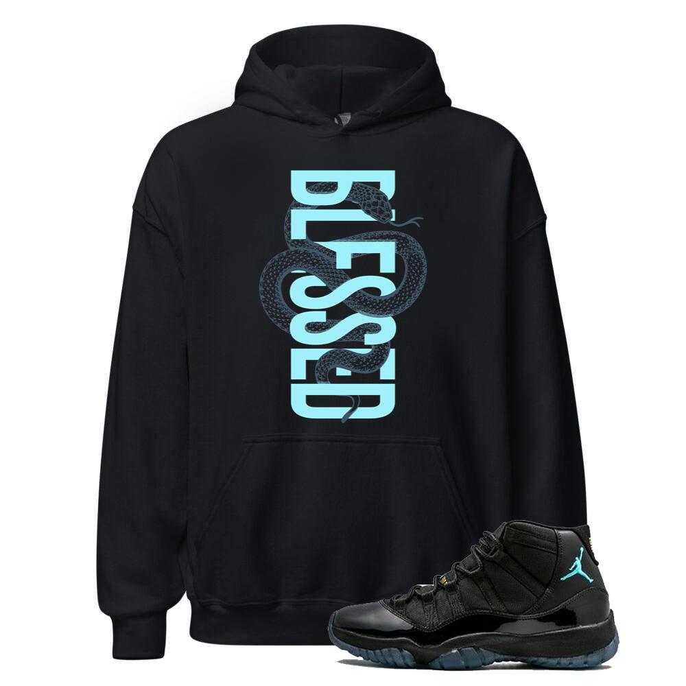 Air Jordan 11 Retro Gamma Blue Shirt to Match Blessed Snake 378037-006 Match Sneaker Tee