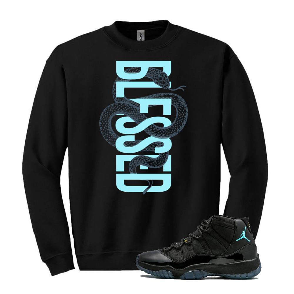 Air Jordan 11 Retro Gamma Blue Shirt to Match Blessed Snake Sweatshirt 378037-006 Match Sneaker Tee