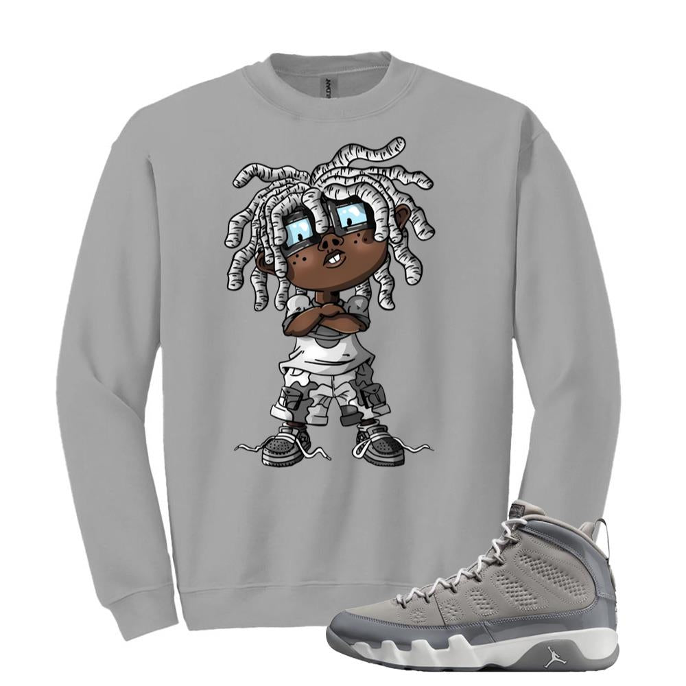 Jordan 9 Retro Cool Grey Sweatshirt to Match Cartoon Street Kid HV4794-011 Match Sneaker Tee