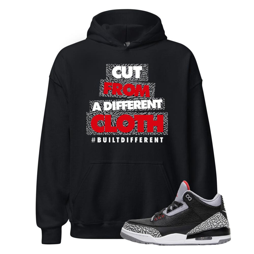 Air Jordan 3 Retro OG Black Cement Shirt to Match Cut From A Different Cloth Hoodie DN3707-010 Match Sneaker Tee