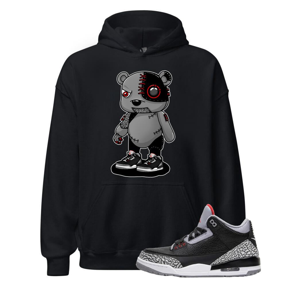 Air Jordan 3 Retro OG Black Cement Shirt to Match Cyber Bear Street Figure Hoodie DN3707-010 Match Sneaker Tee