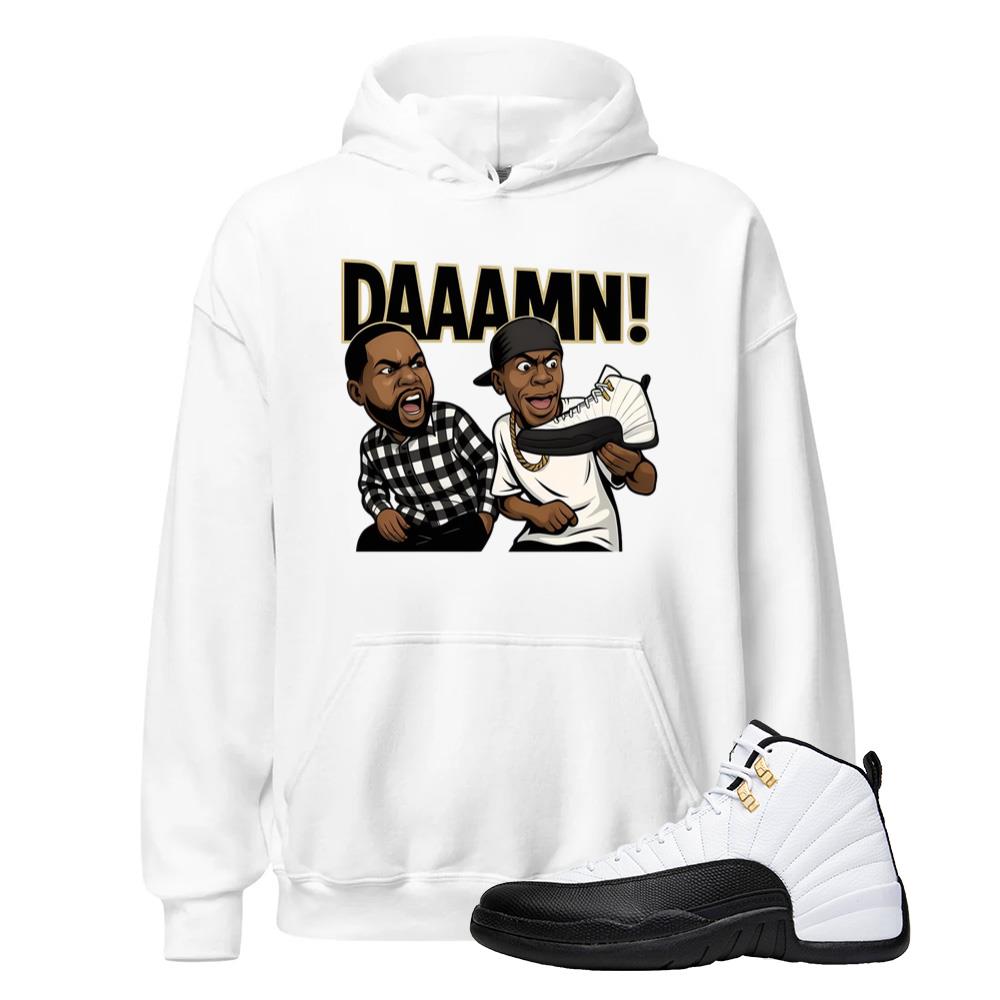 Air Jordan 12 Royalty Taxi DAAAMN Hoodie to Match, CT8013-170 Sneaker Match Tee