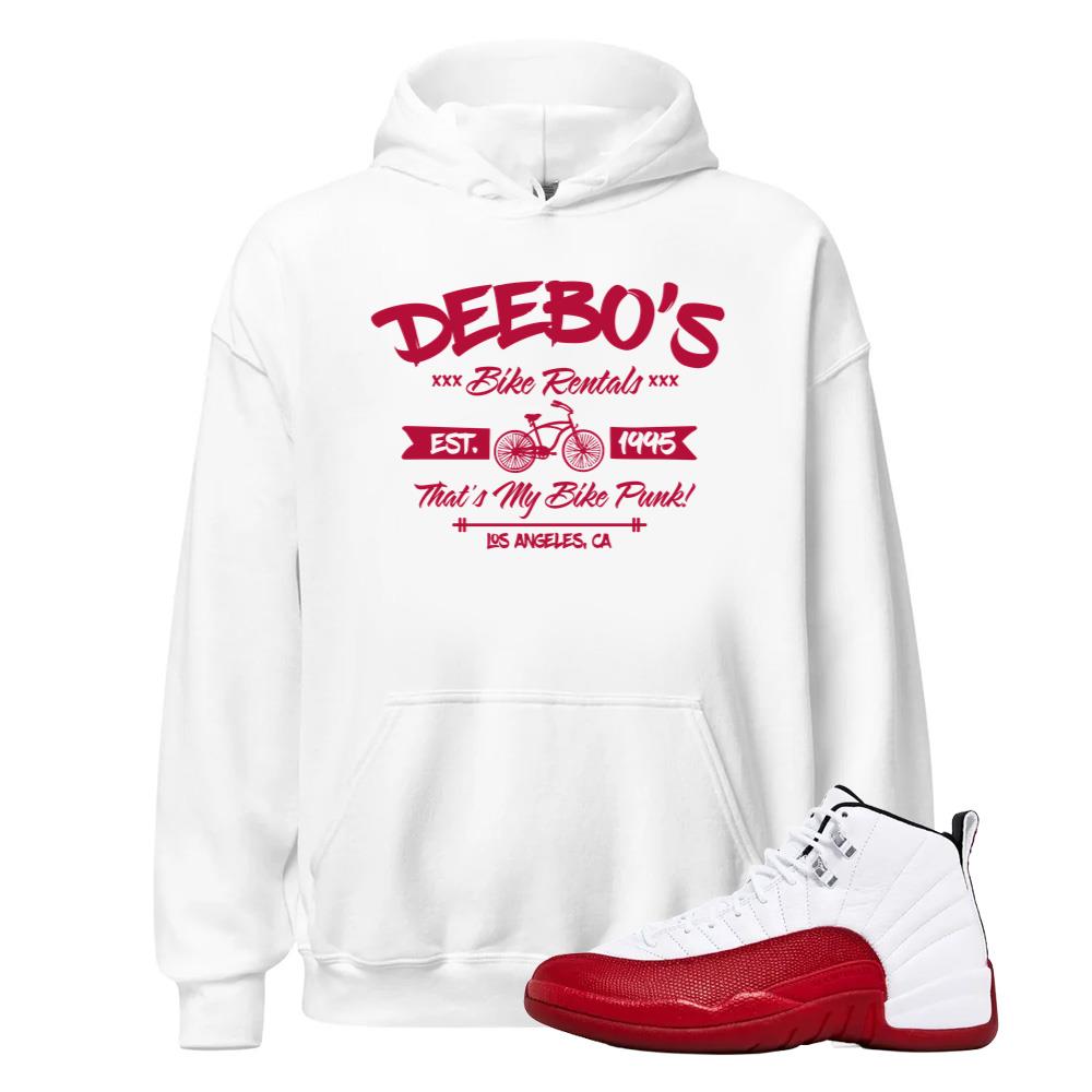 Air Jordan 12 Cherry Red Shirt to Match DeeBo?s Bike Rentals Hoodie Match Sneaker Tee