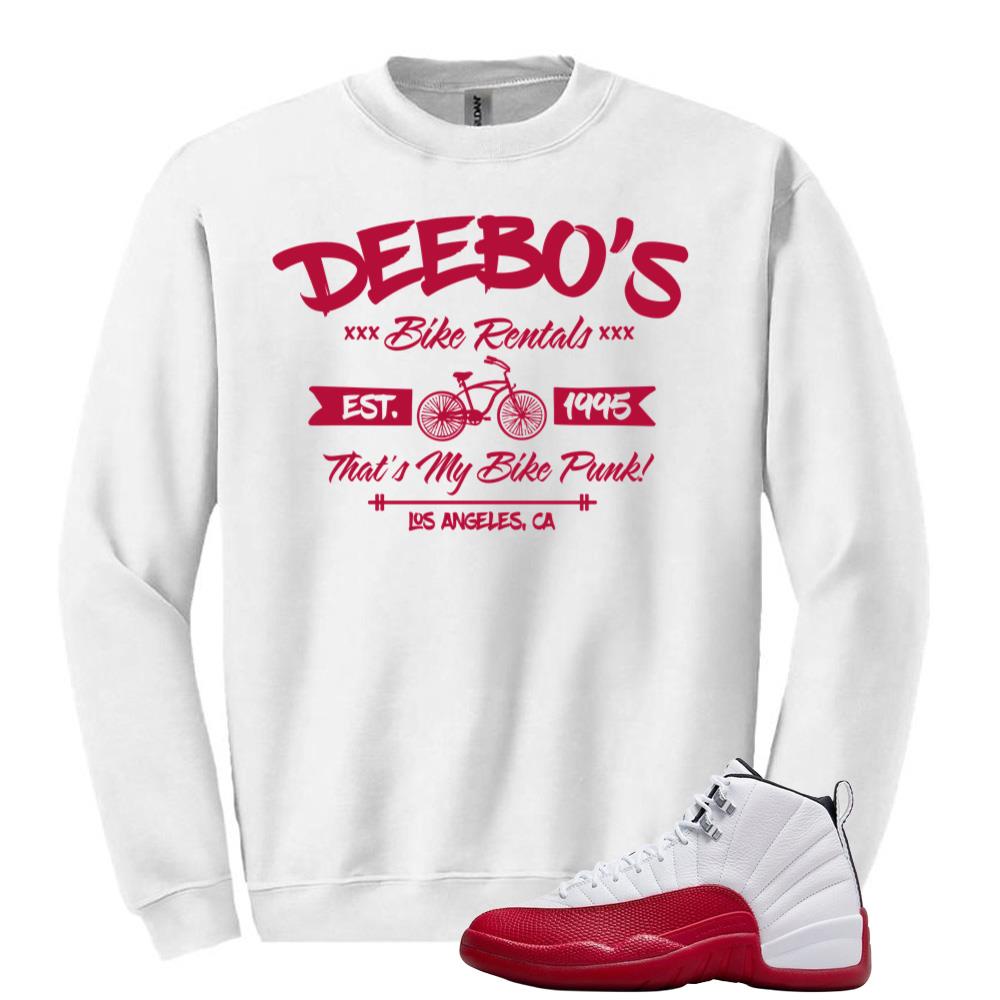 Air Jordan 12 Cherry Red Sweatshirt to Match DeeBo?s Bike Rentals CT8013-116 Match Sneaker Tee
