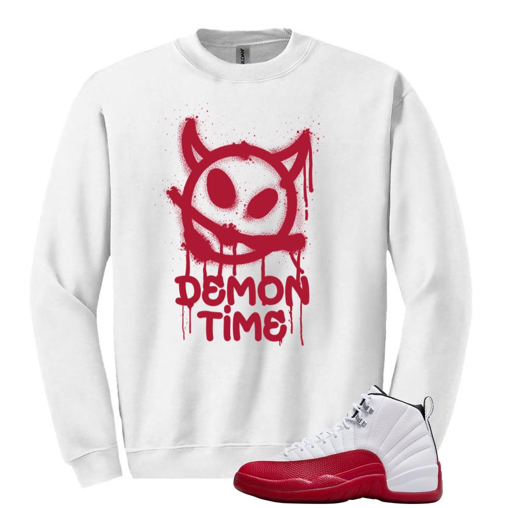 Air Jordan 12 Cherry Red Sweatshirt to Match Demon Time CT8013-116 Match Sneaker Tee