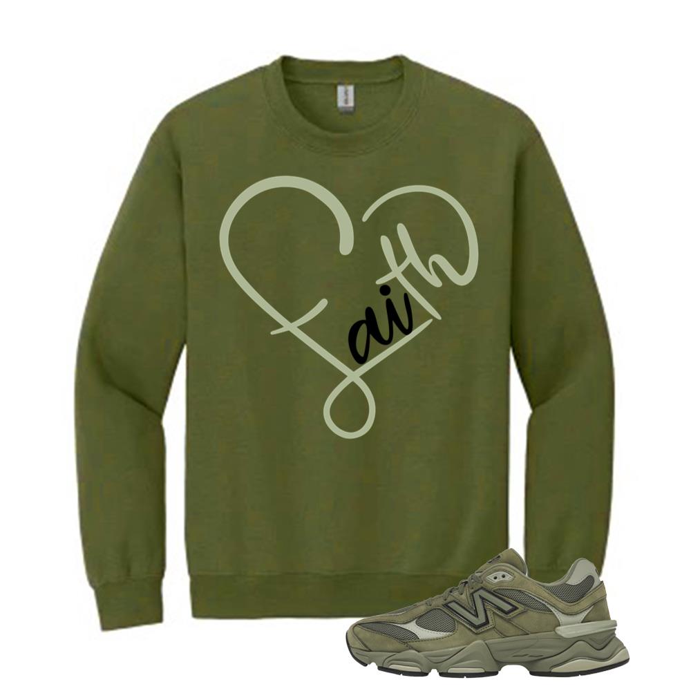 New Balance 9060 Dark Olivine Shirt to Match Faith Sweatshirt U9060ZGD Match Sneaker Tee
